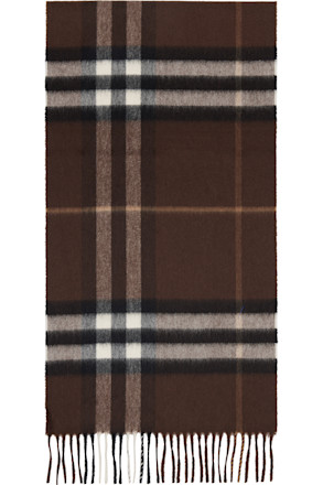 Brown Check Cashmere Scarf