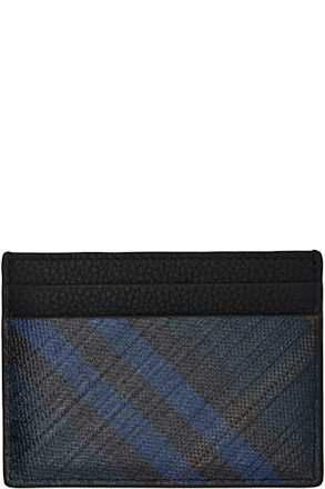 Navy Tall Check Card Holder