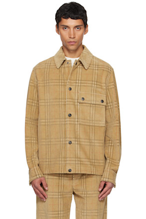 Beige Check Corduroy Shirt