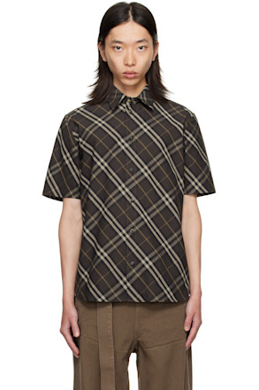 Brown Relaxed Fit Check Cotton Shirt