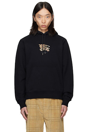 Black EKD Check Cotton Hoodie