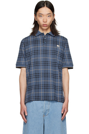 Navy Check Cotton Polo
