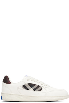 White Leather & Check Terrace Sneakers