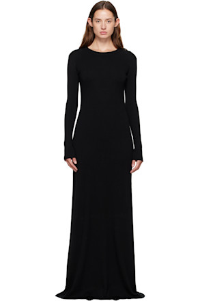 Black Eva Long Open Back Knitted Maxi Dress