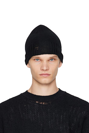 Black Edon Destroyed Seed Stitch Beanie