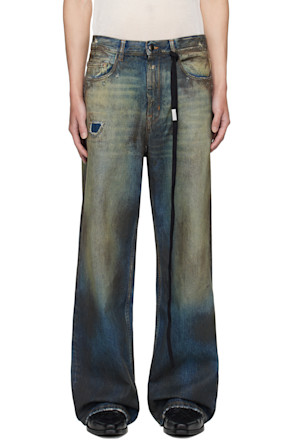 Blue Dirtied Bootcut Jeans