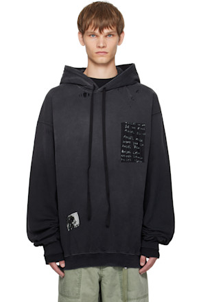 Black Ollie High-Comfort Printed Patches Hoodie