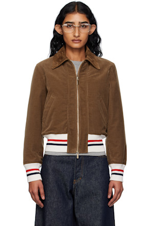 Brown Wale Corduroy Cropped Down Flight Jacket