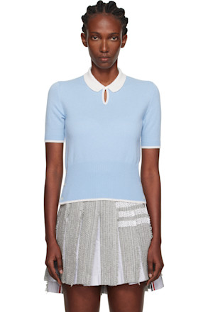 Blue Jersey Stitch Cashmere Polo