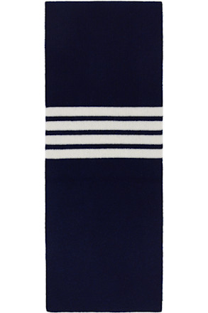 Navy Cashmere Rib 4-Bar Scarf