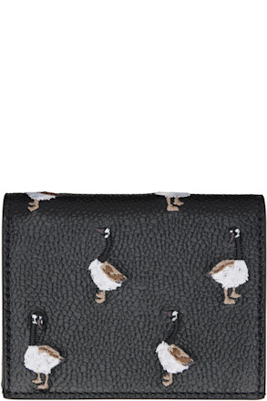 Black Pebbled Grain Goose Double Card Holder