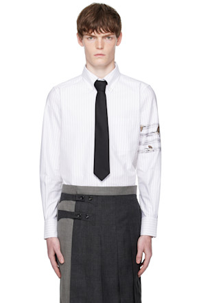 White Geese 4-Bar Pinstripe Oxford Shirt