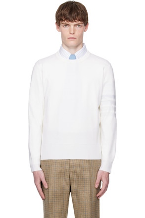 Off-White Merino Wool Double Face 4-Bar Sweater