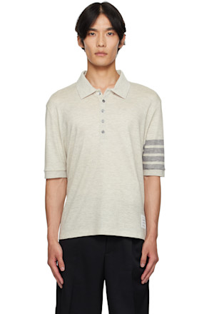 Gray Wool Jersey Polo