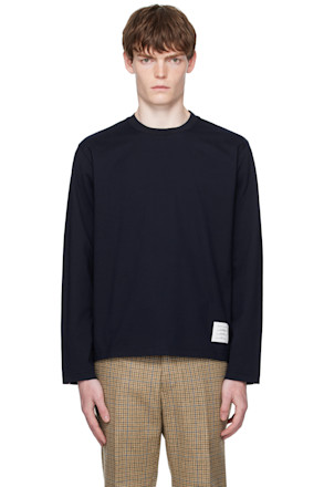 Navy Oversized Long Sleeve Medium Weight T-shirt