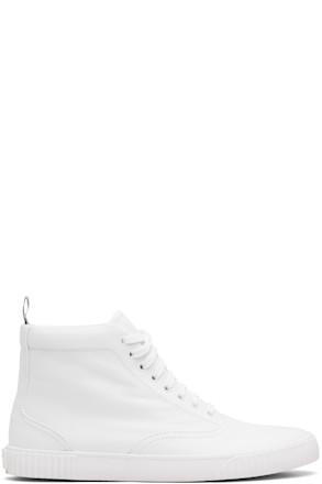 White Vitello Calf Leather High Top Heritage Sneakers