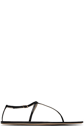 Black Mono Strap Flat Sandals
