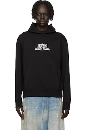 Black Kenzo Paris 'KENZO Happy Tiger' Embroidered Hoodie