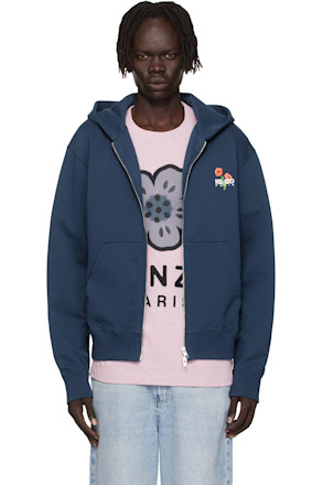 Navy Kenzo Paris 'KENZO Archive Bouquet' Full-Zip Hoodie