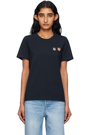 Black Double Bold Fox Head T-shirt