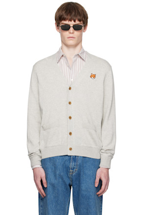 Gray Fox Head Patch Regular Cardigan