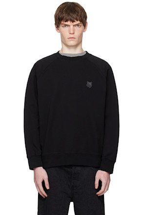 Black Bold Fox Head Patch Oversized Sweatshirt