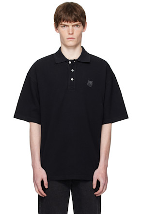 Black Bold Fox Head Patch Oversize Polo