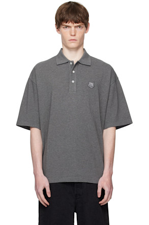 Gray Bold Fox Head Patch Oversize Polo