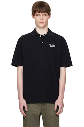 Black 'Maison Kitsuné' Handwriting Comfort Polo