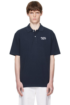 Navy 'Maison Kitsuné' Handwriting Comfort Polo