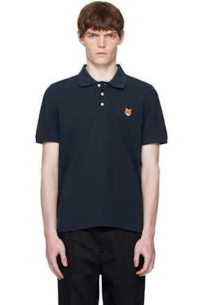 Navy Fox Head Patch Regular Polo
