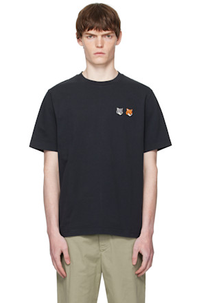 Black Double Bold Fox Head Comfort T-shirt