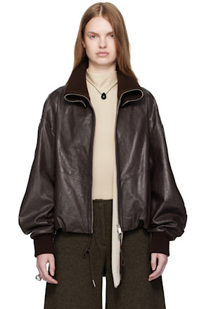 Brown Vegetable Lambskin Blouson Jacket