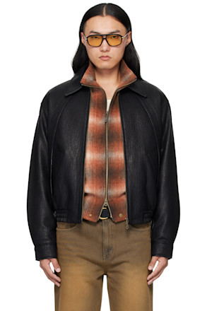 Black Rive Gauche Faux-Leather Jacket