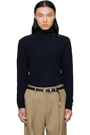 Navy & Black Oblique Turtleneck