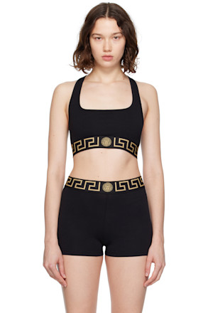 Black Greca Border Bra