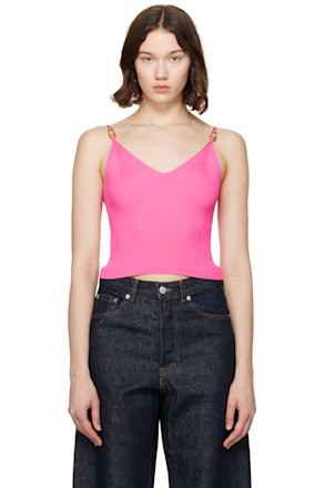 Pink Safety Pin Knit Crop Camisole
