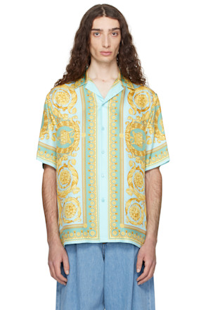 Blue Barocco Silk Shirt