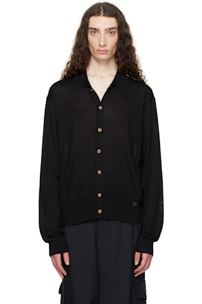 Black Knit Silk Cardigan
