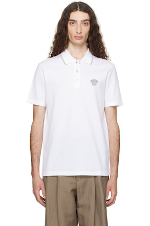 White Embroidered Polo