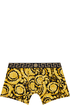 Black & Gold Barocco Long Boxer Briefs