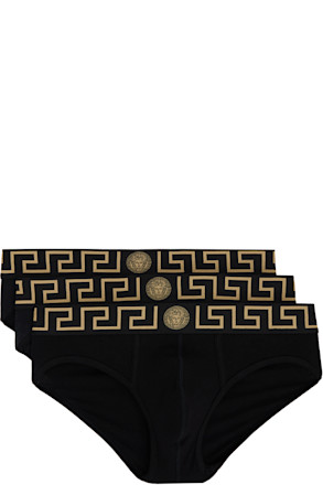 Three-Pack Black Greca Border Briefs