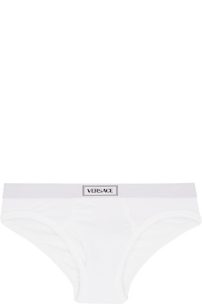 White 90s Vintage Logo Briefs