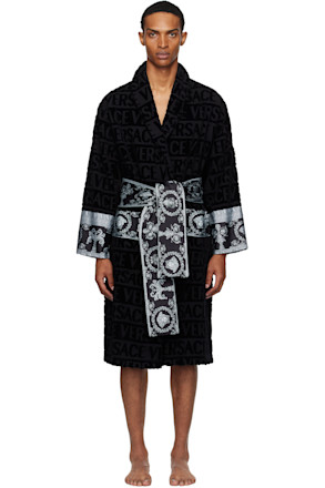 Black 'I Heart Baroque' Bathrobe