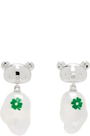 Rilakkuma Edition Clover Baroque Pearl Earrings