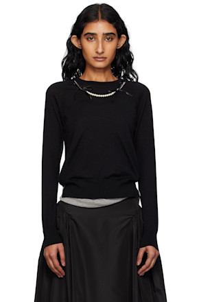 Black Classic Long Sleeve Fine Knit Sweater