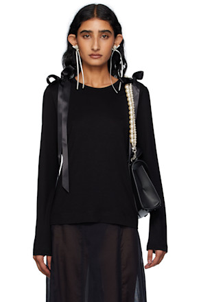 Black Bow Ribbon Tail Long Sleeve T-shirt