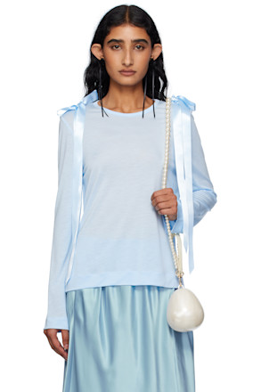 SSENSE Exclusive Blue Bow Ribbon Tail Long Sleeve T-shirt