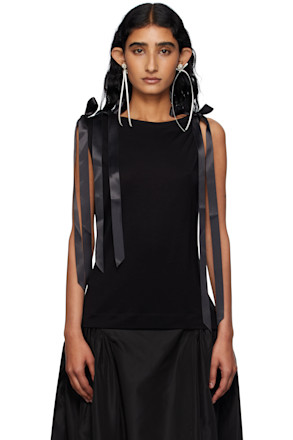 Black Bow Ribbon Tail Tank Top