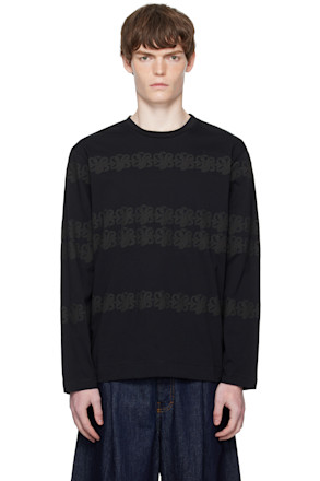 Black Ribbon Daisy Chain Print Long Sleeve T-shirt